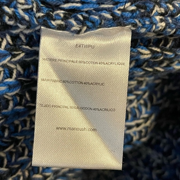 Manoush Blue White Black Crochet Knit Short Sleeve Sweater Size Small - Picture 7 of 13